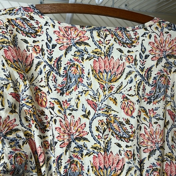 TALISMAN Vintage Lotus Floral Print Ruffle Detail Carly Wrap Dress Size Large - Picture 10 of 16